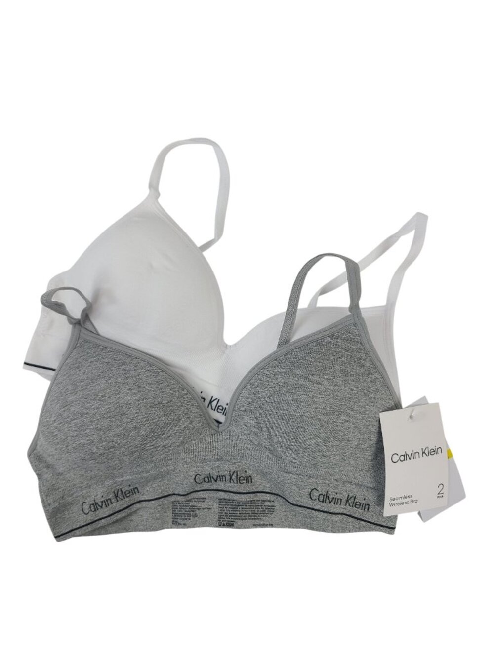 NEW Calvin Klein Seamless Wireless Bra 2-Pack White & Gray Sz 32A